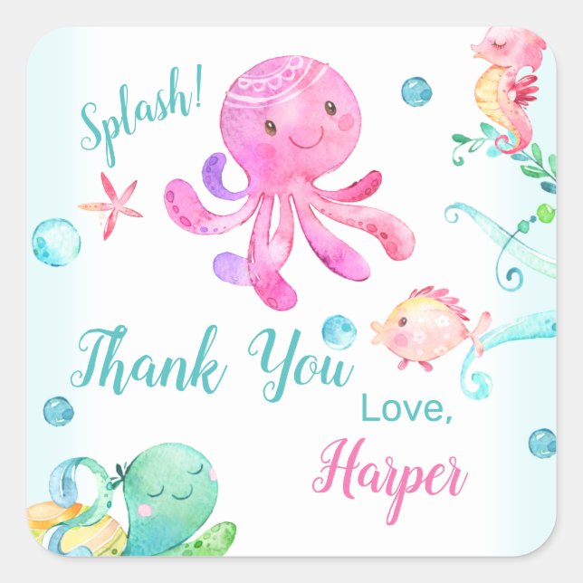 Les filles sous la mer Sticker Merci d'anniversair (Devant)