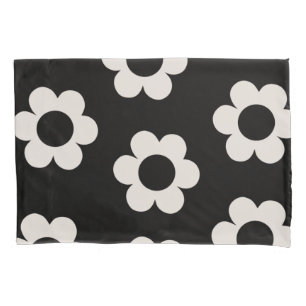 Les Fleurs 02 Retro Blume aus schwarzem und weißem Kissenbezug
