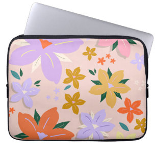 Les Fleurs 04 Retro Farbige Blumen Laptopschutzhülle
