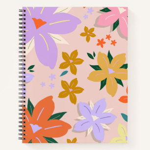 Les Fleurs 04 Retro Farbige Blumen Notizbuch