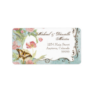 Les Fleurs Peony Rose Tulip Floral Blume Hochzeit Adressaufkleber