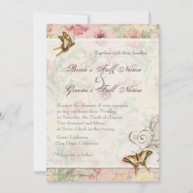 Les Fleurs Peony Rose Tulip Floral Blume Hochzeit Einladung (Vorderseite)