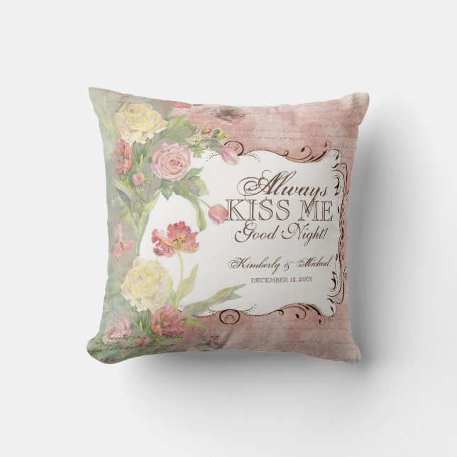 Les Fleurs Peony Rose Tulip Iris Floral Blume Kissen (Vorderseite)