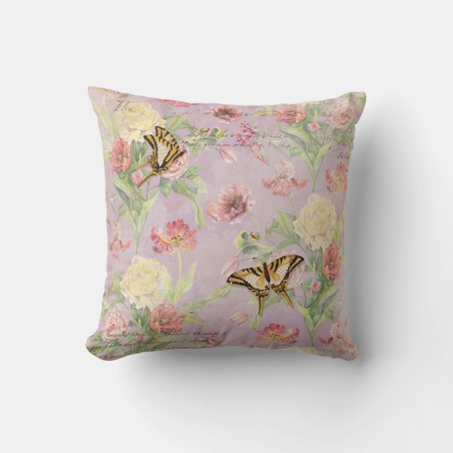 Les Fleurs Peony Rose Tulip Iris Floral Blume Kissen (Vorderseite)