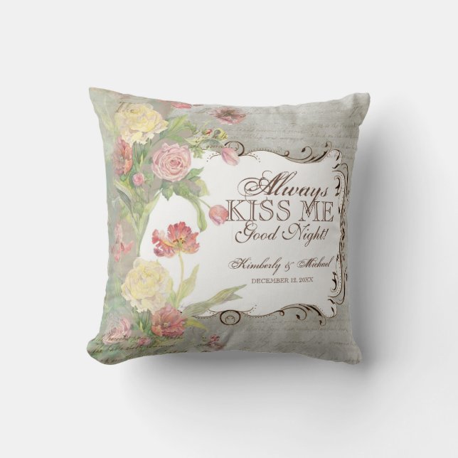 Les Fleurs Peony Rose Tulip Iris Floral Blume Kissen (Vorderseite)