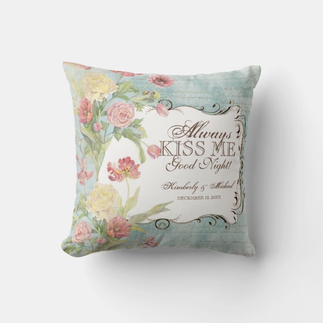 Les Fleurs Peony Rose Tulip Iris Floral Blume Kissen (Vorderseite)