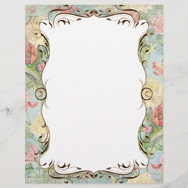 Les Fleurs Peony Rose Tulip Papier à lettres flora (Devant)