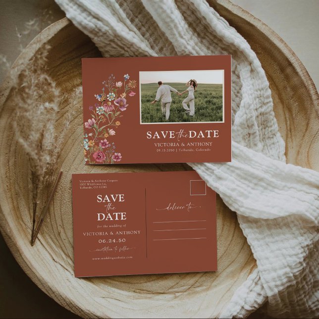 Les fleurs sauvages sauvent la date avec la carte  (Créateur téléchargé)