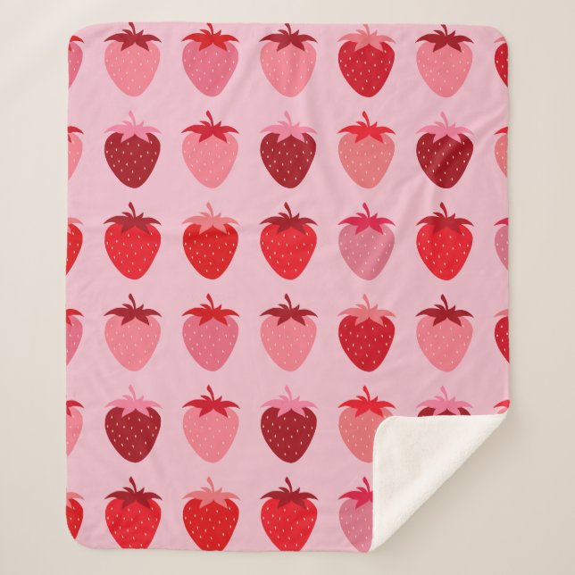 Les Fraises 01 Rosa und Rot Preppy Erdbeeren Sherpadecke (Vorderseite)