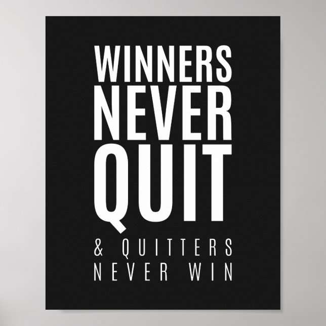 Les gagnants ne quittent jamais | Affiche motivati (Devant)