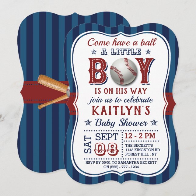 Les garçons de baseball Baby Shower Invitations (Devant / Derrière)