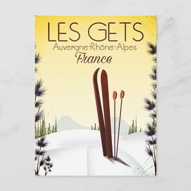 Les Gets France Skiposter Postkarte (Vorderseite)