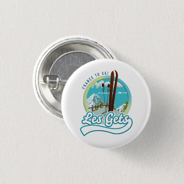 Les Gets Frankreich Ski Logo Button (Vorne & Hinten)