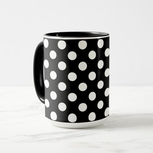 Les grands Pois blancs élégants de Black Mug (Devant gauche)