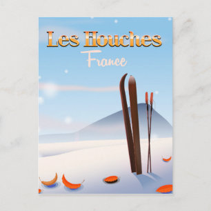 Les Houches Frankreich Ski-Plakat Postkarte