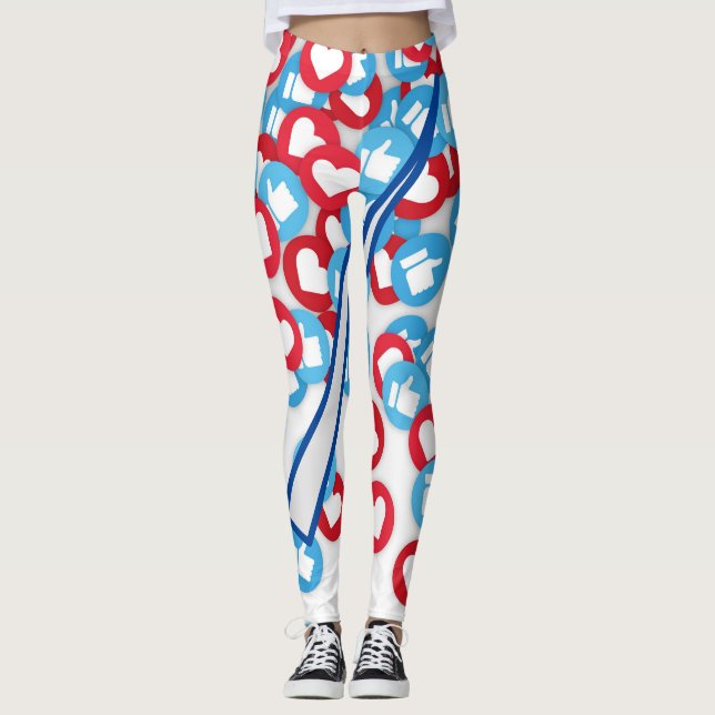 Les icônes des médias sociaux Leggings - Comme et  (Devant)