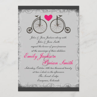 Les invitations à un mariage gris pour un vélo Vin