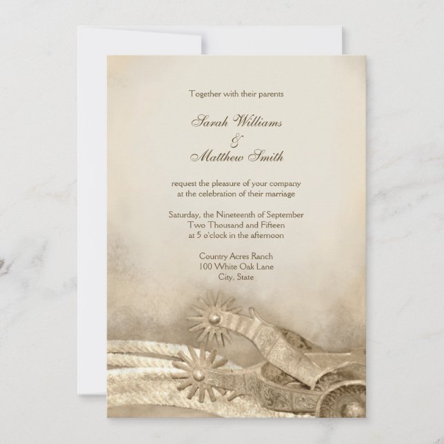 Les invitations au mariage occidental du pays rust (Devant)