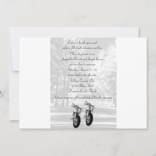 Les invitations au mariage pour motos ouvertes (Devant)