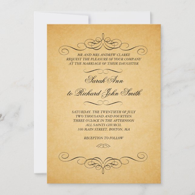 Les invitations au mariage vintage fleurissent (Devant)