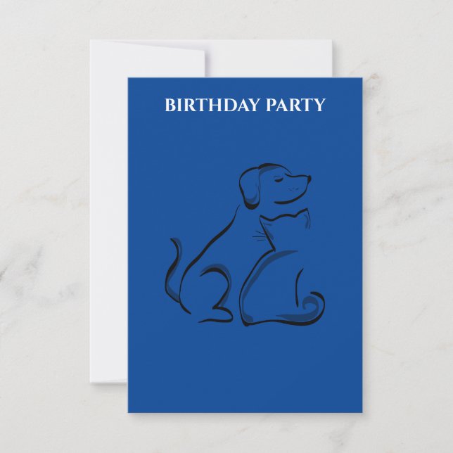 "LES INVITATIONS D'ANNIVERSAIRE CHIEN ET CHAT PERS (Devant)