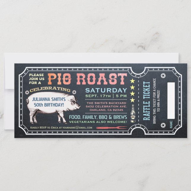 Les invitations de billet de rôti de porc avec la (Devant)
