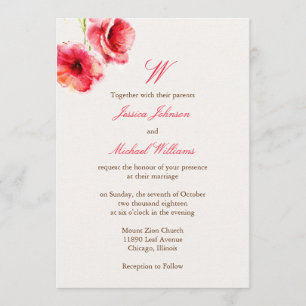 Les invitations de mariage des coquelicots d'aquar