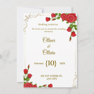 Les invitations de mariage ornées de roses rouges 