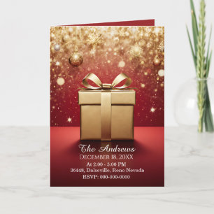 Les invitations de Noël Cadeau d'Or Réel Présent