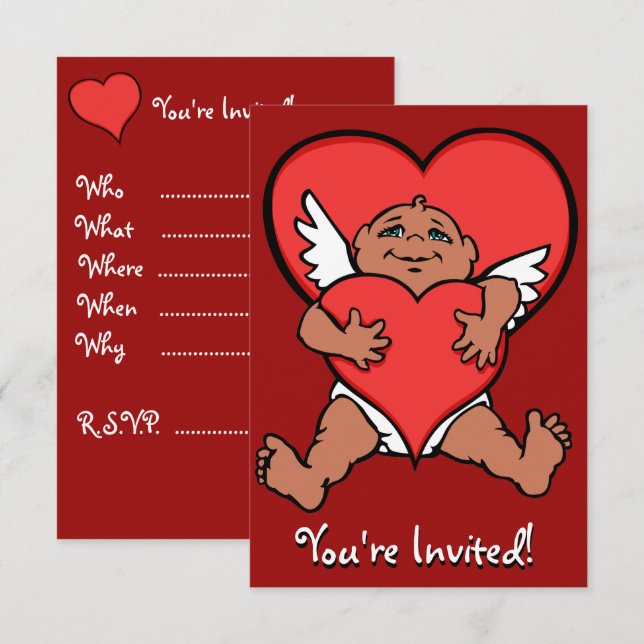 Les invitations de Valentine Cartes Cupid personna (Devant / Derrière)