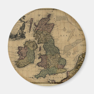 Les Isles Britanniques, 1700er Karte Magnet