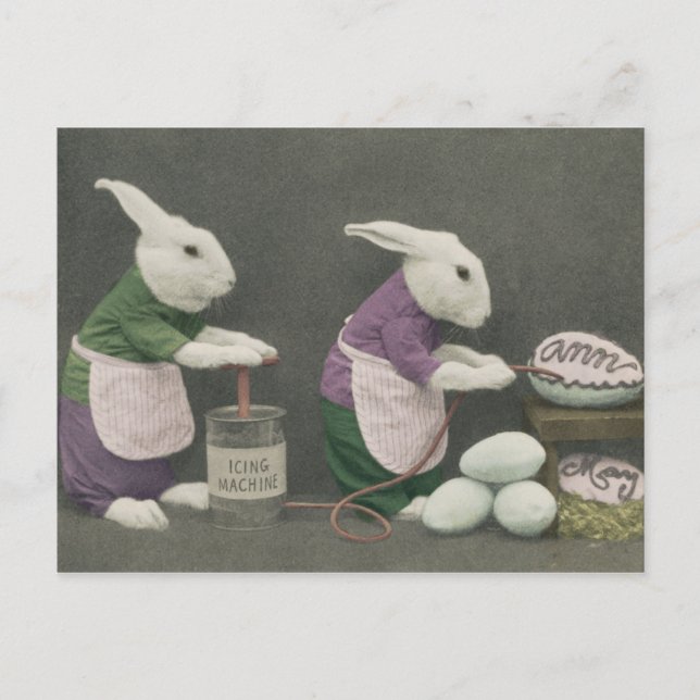 Les lapins fabriquent la carte postale des oeufs (Devant)