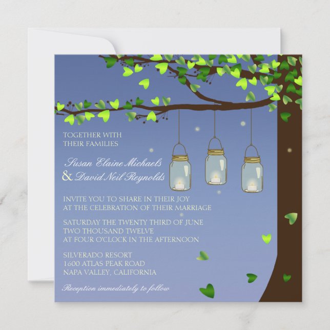 Les lucioles de Mason Jar Invitation au mariage d' (Devant)