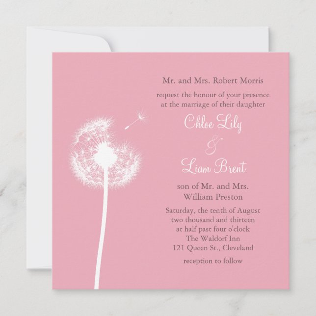 Les Meilleurs Voeux Roses ! Faire-part de mariage (Devant)