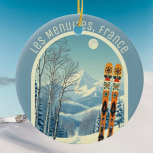 Les Menuires Frankreich Ski-Erinnerung Keramik Ornament