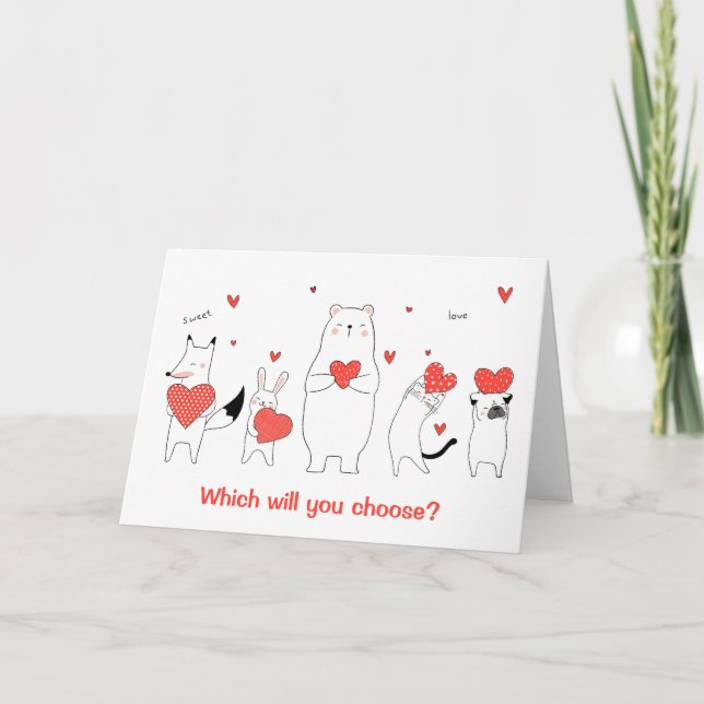 Les mignons Animaux Qui Choisiront La Carte Valent (Devant)