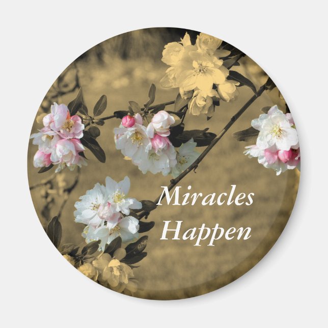 Les miracles se produisent Fleurs Magnet de motiva (Devant)