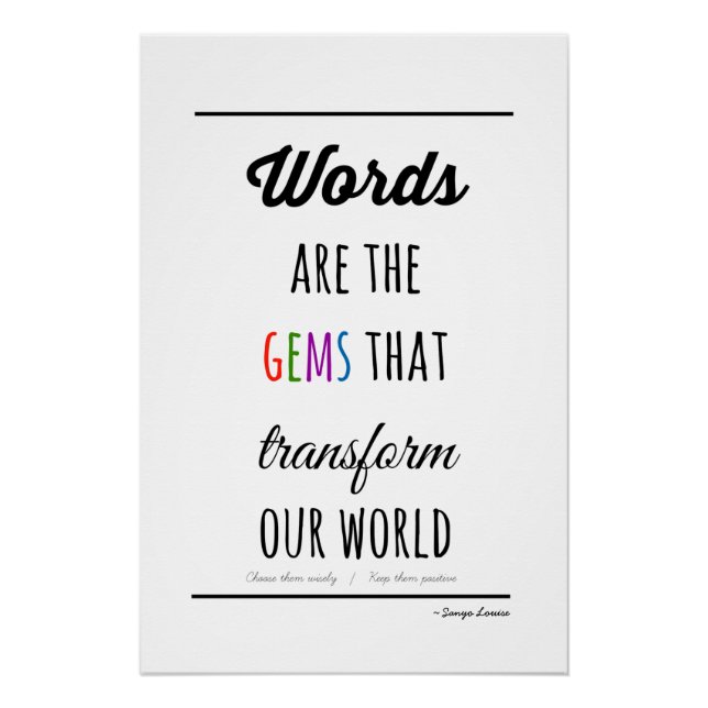 Les Mots Sont Poster Gems (Texte Seulement) (Devant)