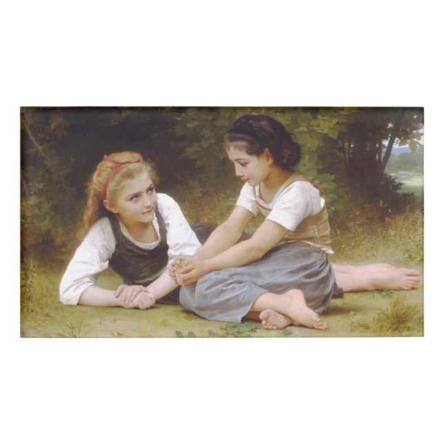 Les Noisettes: Junge Mädchen sammeln Haselnüsse Namenschild (Vorderseite)
