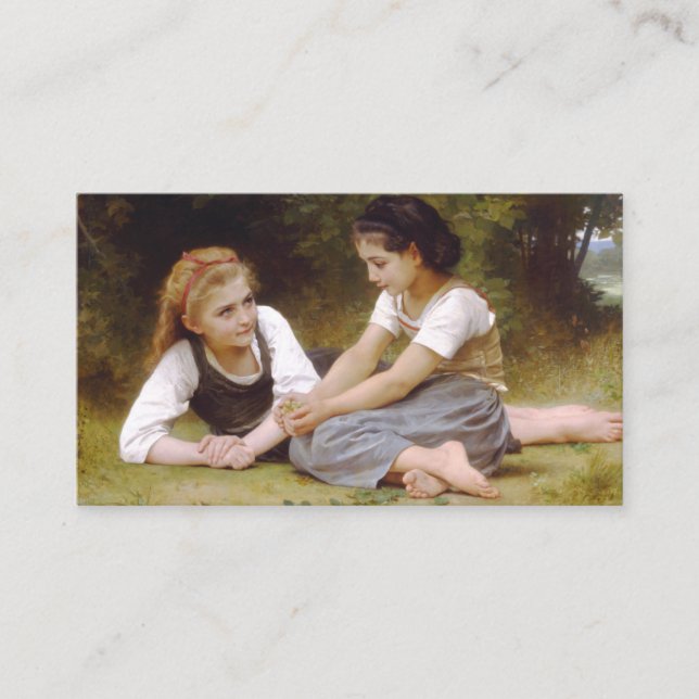 Les Noisettes: Junge Mädchen sammeln Haselnüsse Visitenkarte (Vorderseite)