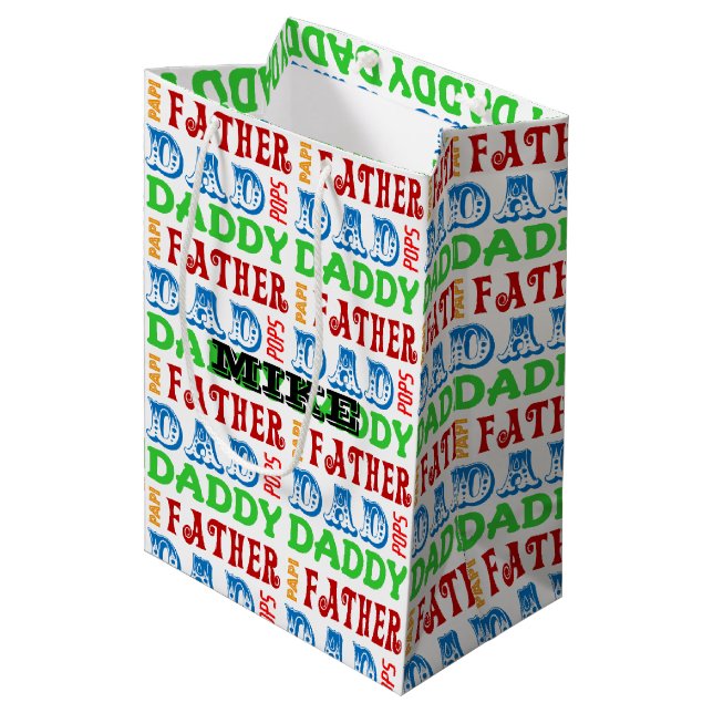 Les noms de papa ont personnalisé le sac de cadeau (Devant Angle)