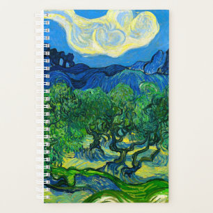 Les oliviers de Van Gogh dans un paysage montagneu