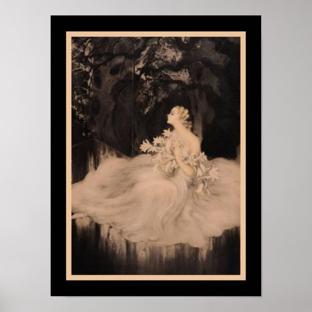 "Les Orchidées et Dame aux Lis" (2 de 2) Art Déco (Devant)