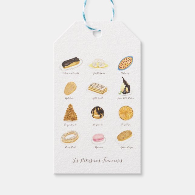 Les Pâtisserie Françaises Aquarell Geschenkanhänger (Vorderseite)
