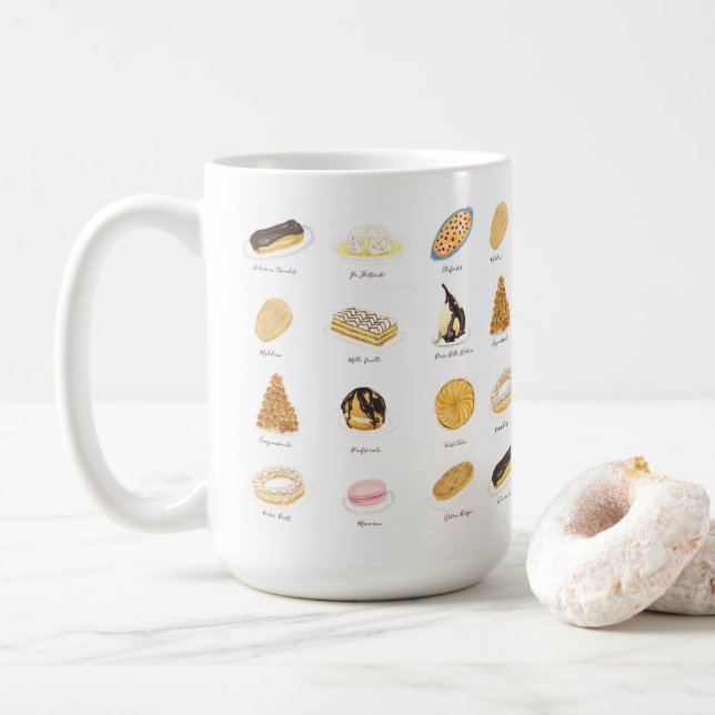 Les Pâtisserie Françaises Aquarell Kaffeetasse (Mit Donut)