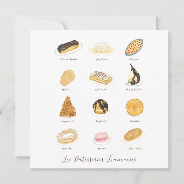 Les Pâtisserie Françaises Aquarell Karte (Vorderseite)