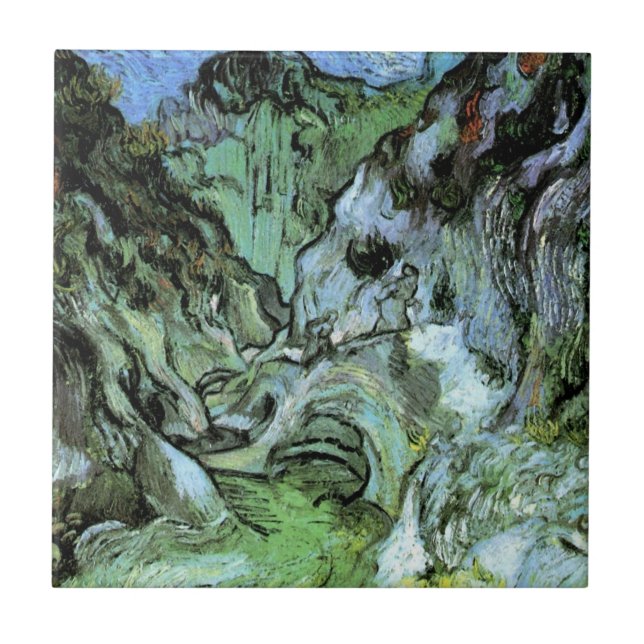 Les Peiroulets Ravine von Vincent van Gogh Fliese (Vorderseite)