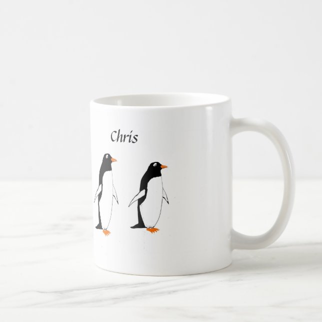 Les pingouins sur une tasse ajoutent le nom (Droite)