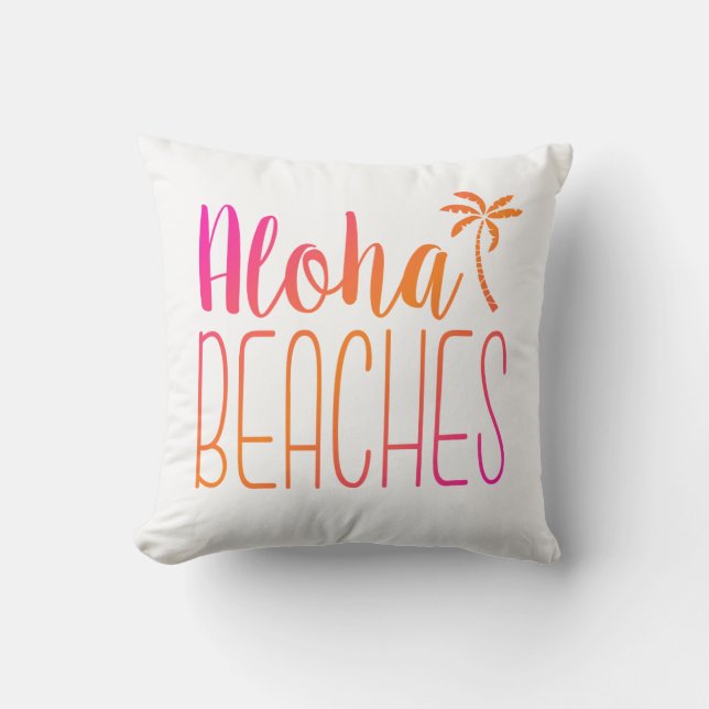 Les plages d'Aloha | Coussin rose et orange (Recto)