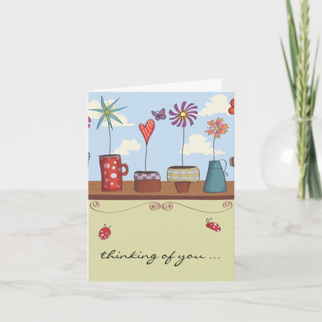 Les pots de fleurs qui pensent à vous Carte pour n (Devant)
